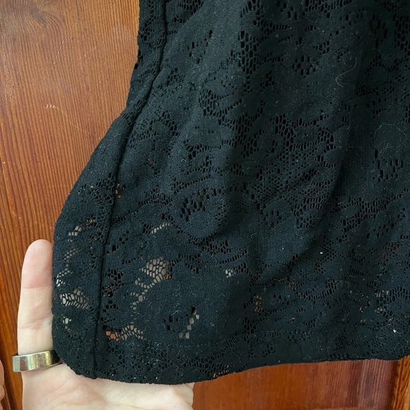 Y2K Vintage Lace Top Sheer Floral Mesh Tee Stretch Shirt 90s 2000s Retro Size L - Picture 3 of 6